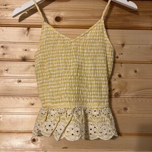 Chic Yellow and White Lace Trim Camisole